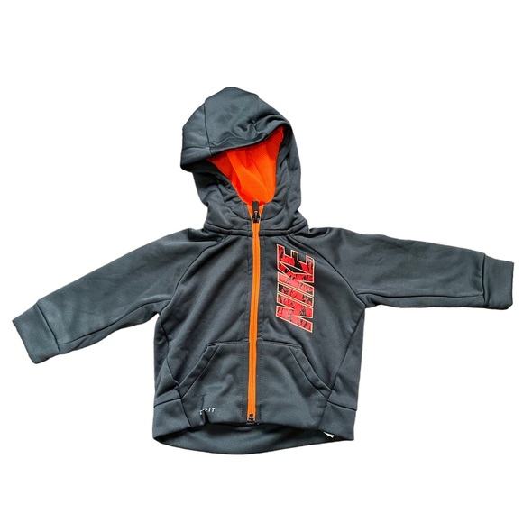 Nike boys 2T set orange gray with hoodie and sweatpants tapered full zip sweater - Picture 2 of 7